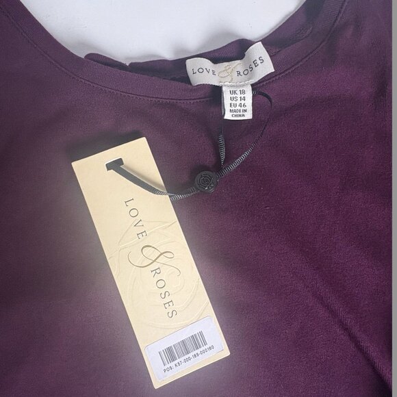 Love & Roses Berry Broderie Trim Tiered Sleeve T-Shirt Size 14 - Picture 5 of 10